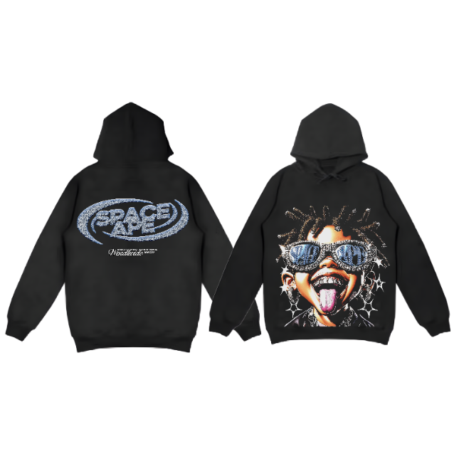 Kid Glasses Distressed Hoodie