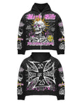 Skull Spikes Distressed Hoodie